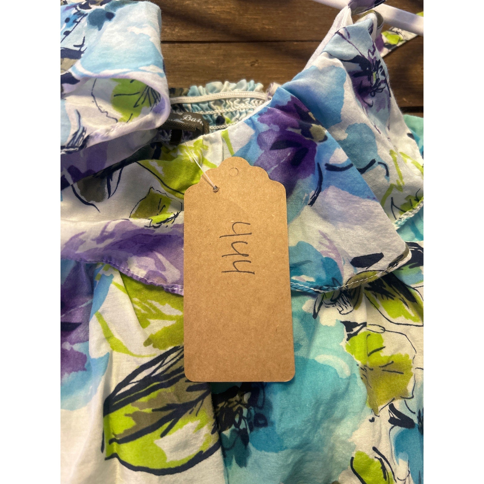 Tommy Bahama Blue Purple Green Floral Dress Cotton Silk Blend Women's Medium