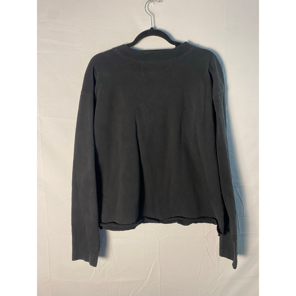 Harley Davidson Black Long Sleeve Shirt V-TWIN POWER Embroidered Men's Large CUT-OFF