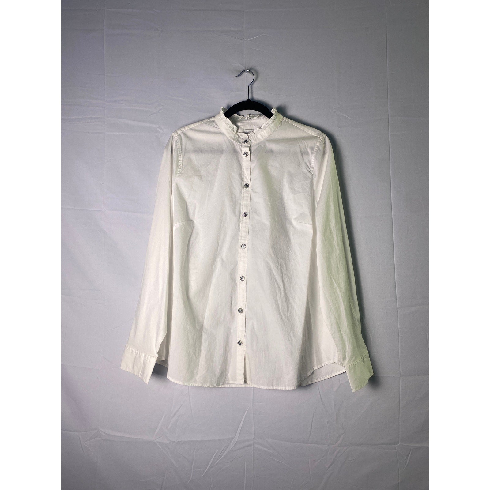 J.Crew White Cotton Poplin Shirt with Jewel Buttons Long Sleeve Women's Plus XXL