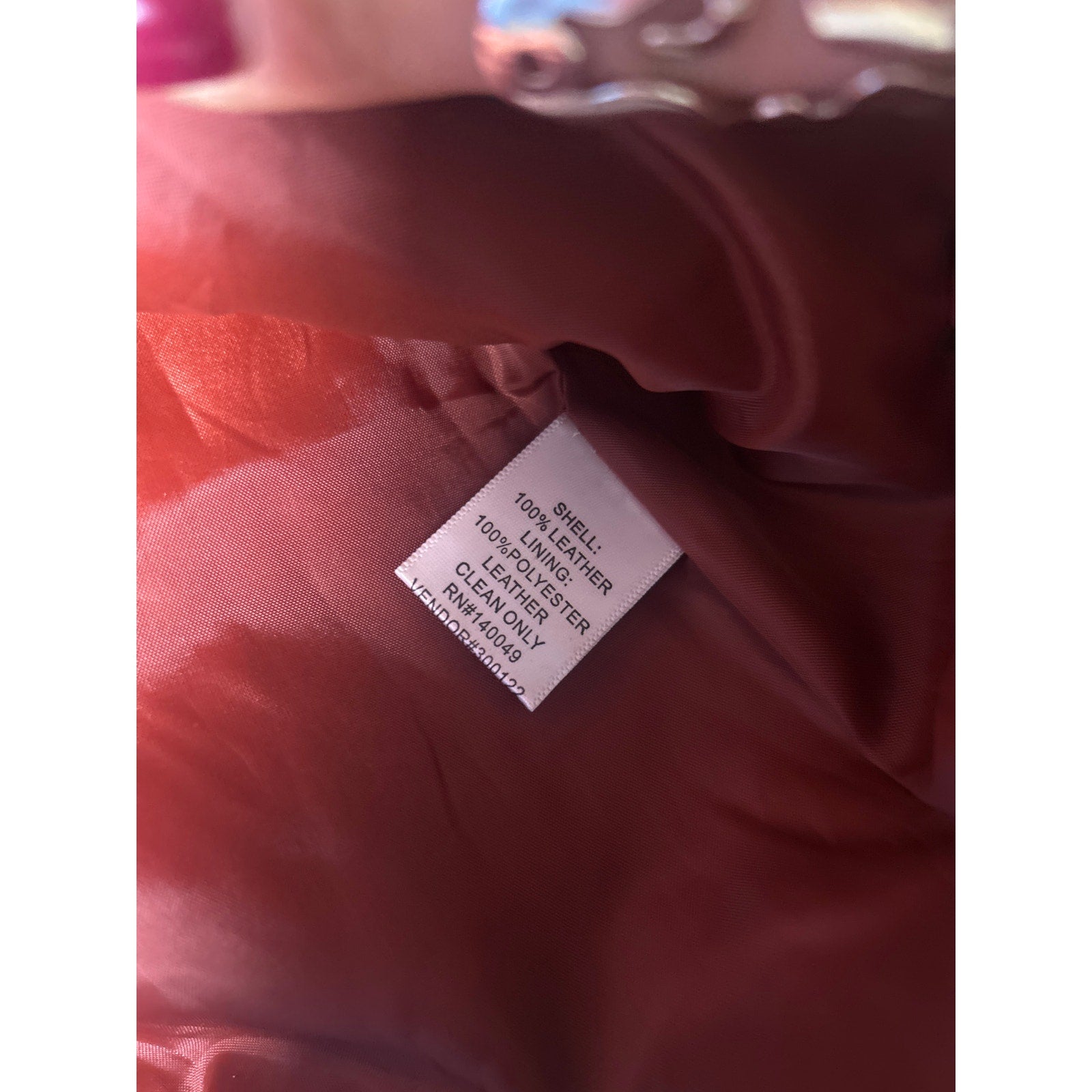 Raspberry Red Metallic Leather Two Buttons Blazer Jacket Women's Size Large