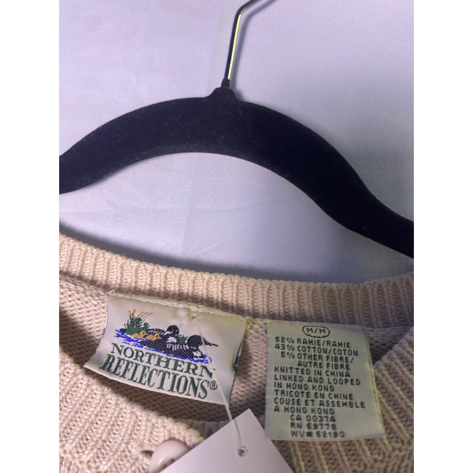 Northern Reflections Cats Knit Cream Button Front Cardigan Sweater Womens medium