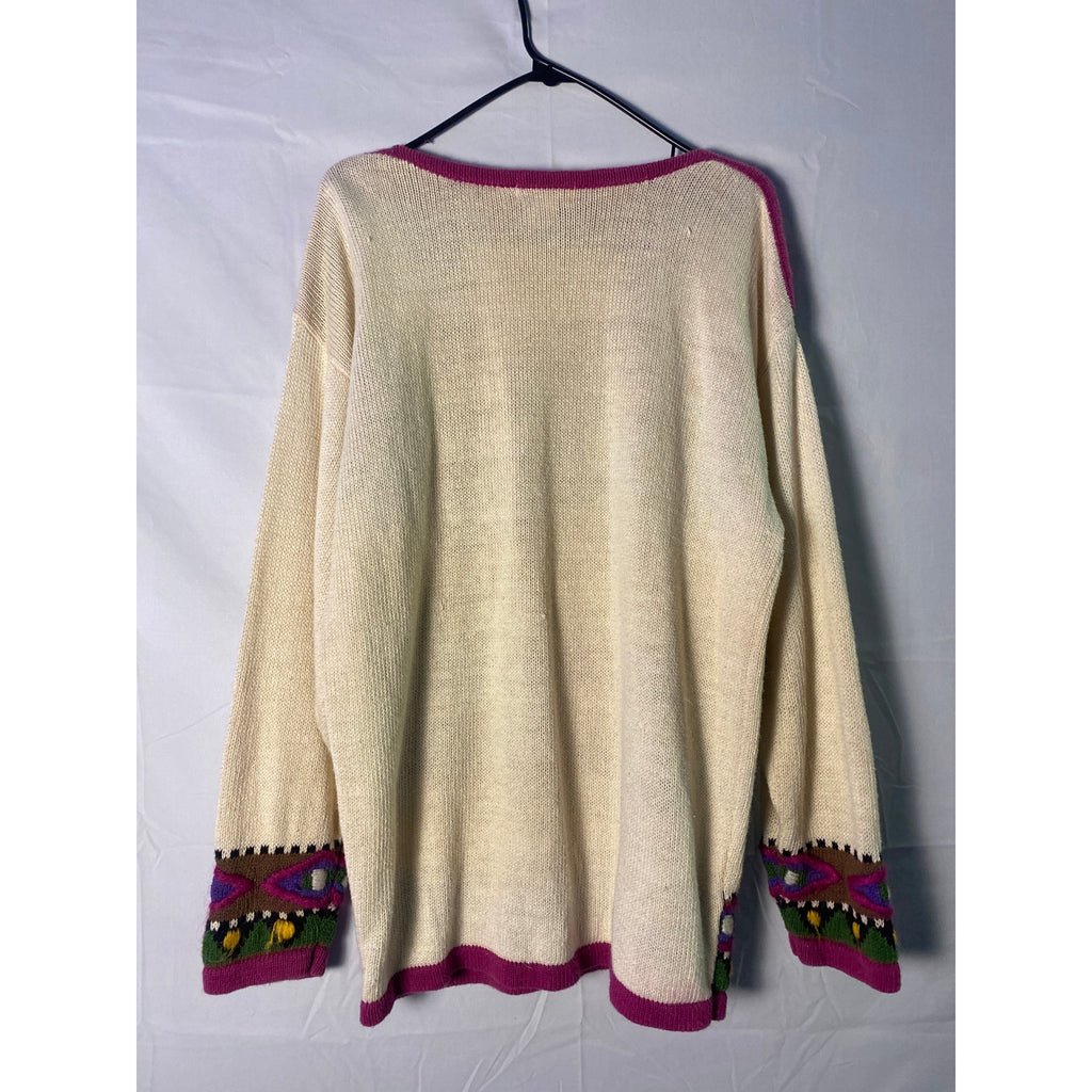 Vintage 80s Eminent Multicolor Floral Sweater Southwestern Chunky Womens Medium