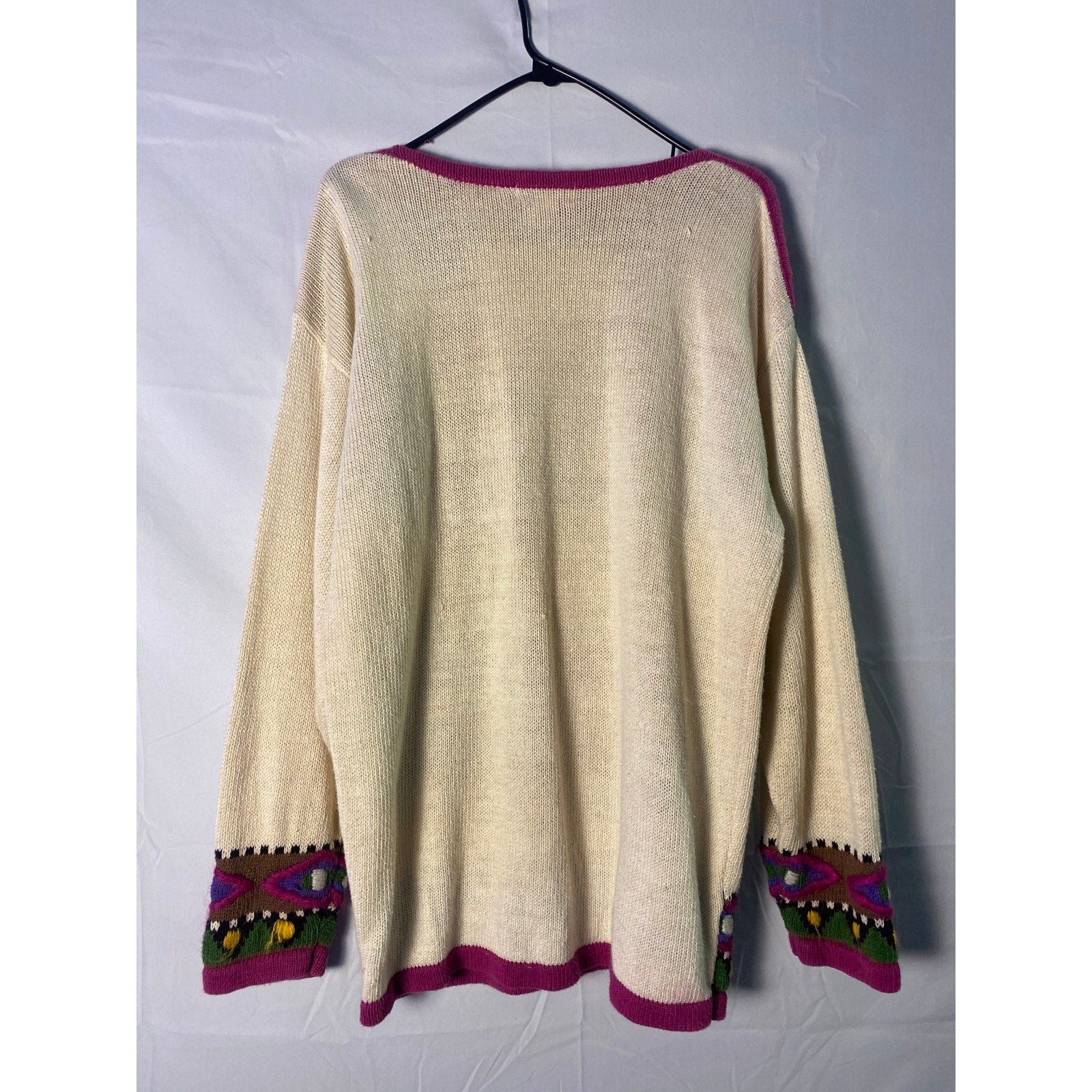 Vintage 80s Eminent Multicolor Floral Sweater Southwestern Chunky Womens Medium