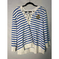 Chaps Blue+White Striped Sailor V-neck Hoodie w/Grommets
