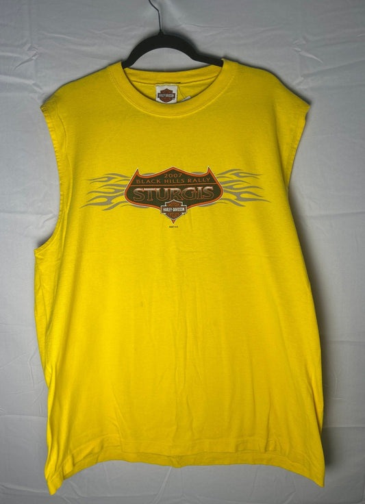 Harley Davidson 2007 Black Hills Rally Sturgis KEYSTONE, SD Yellow Tank Shirt XL