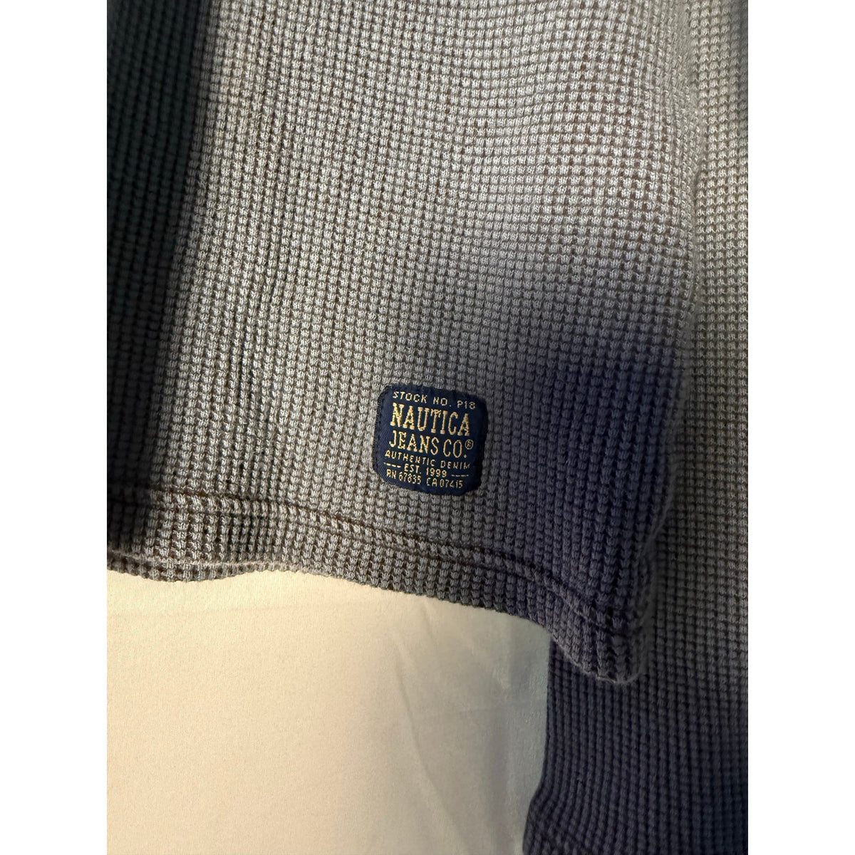 Nautical Dark Blue Thermal Knit V-neck Pullover Sweater Men's Size Large