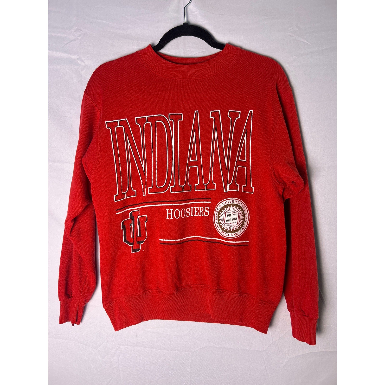 Hanes IU INDIANA University Hoosiers Print Red Crewneck Sweatshirt Men's Medium