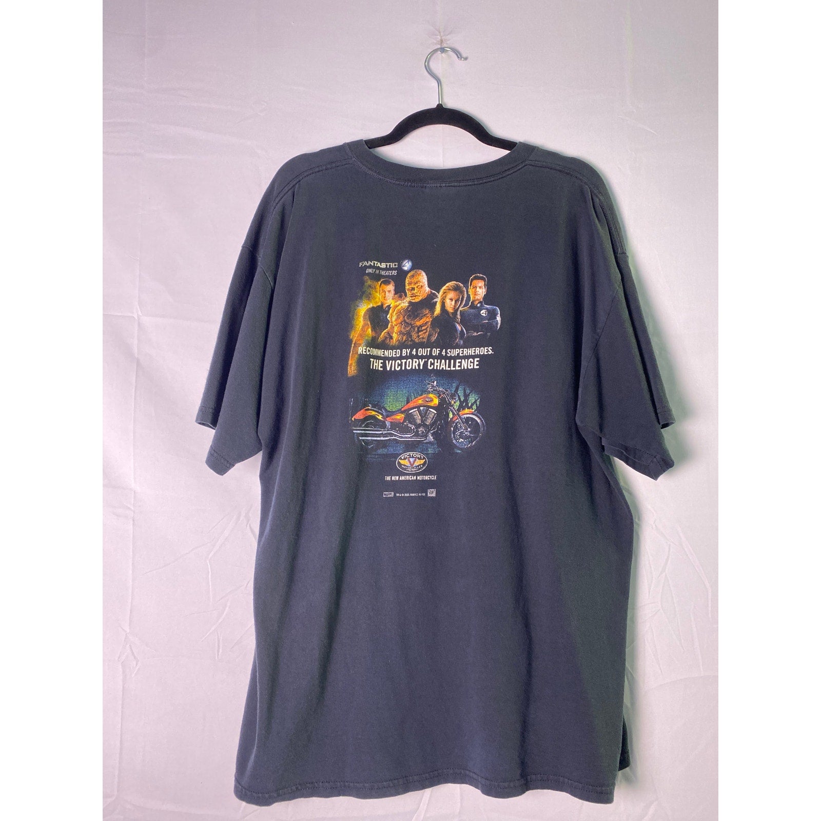 Victory Cycle Fantastic Four Promo T-shirt Graphic Print Black Men's Size XL