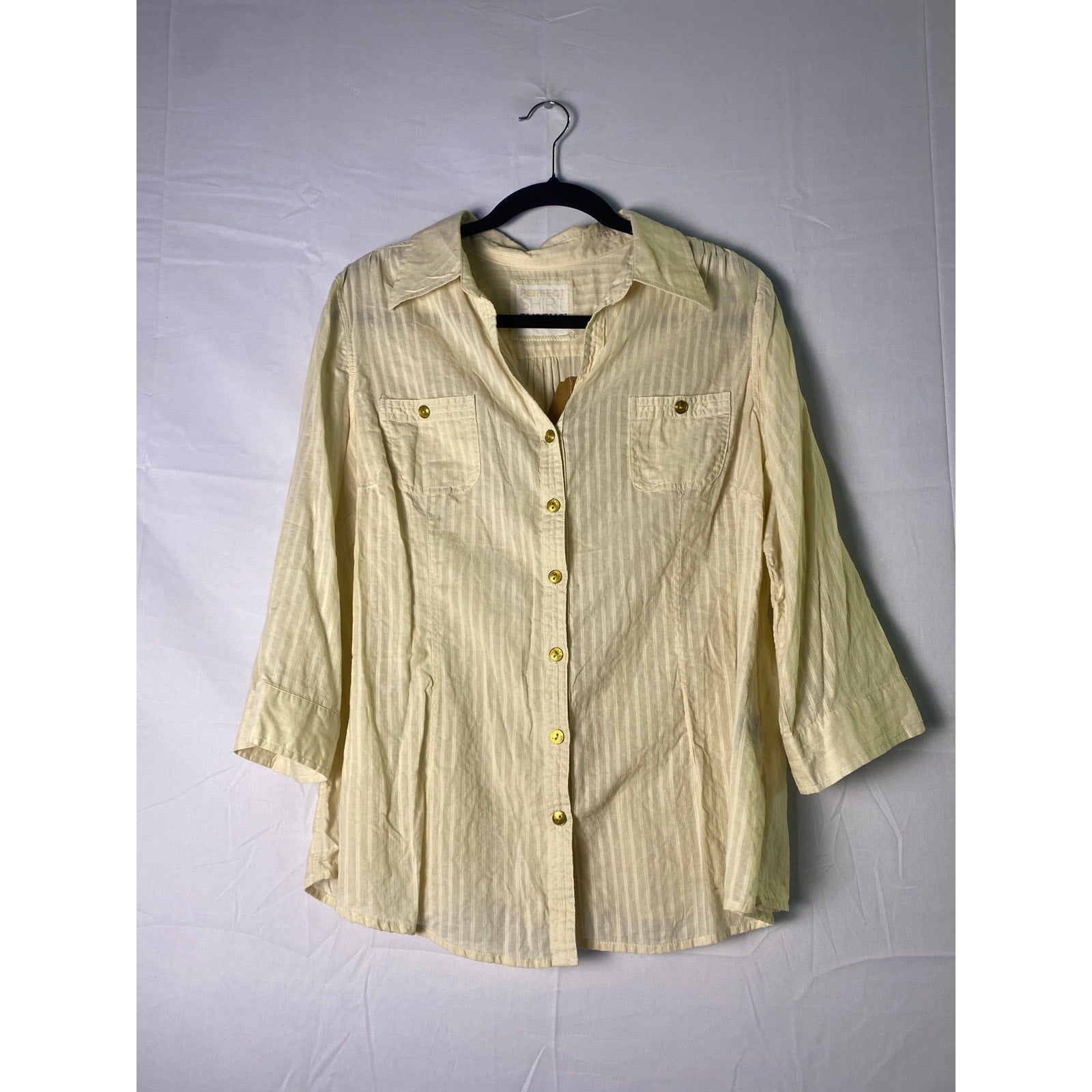 Perfect Shirt Avenue Modern Beige Button Up Long Sleeve Blouse Women's 18/20