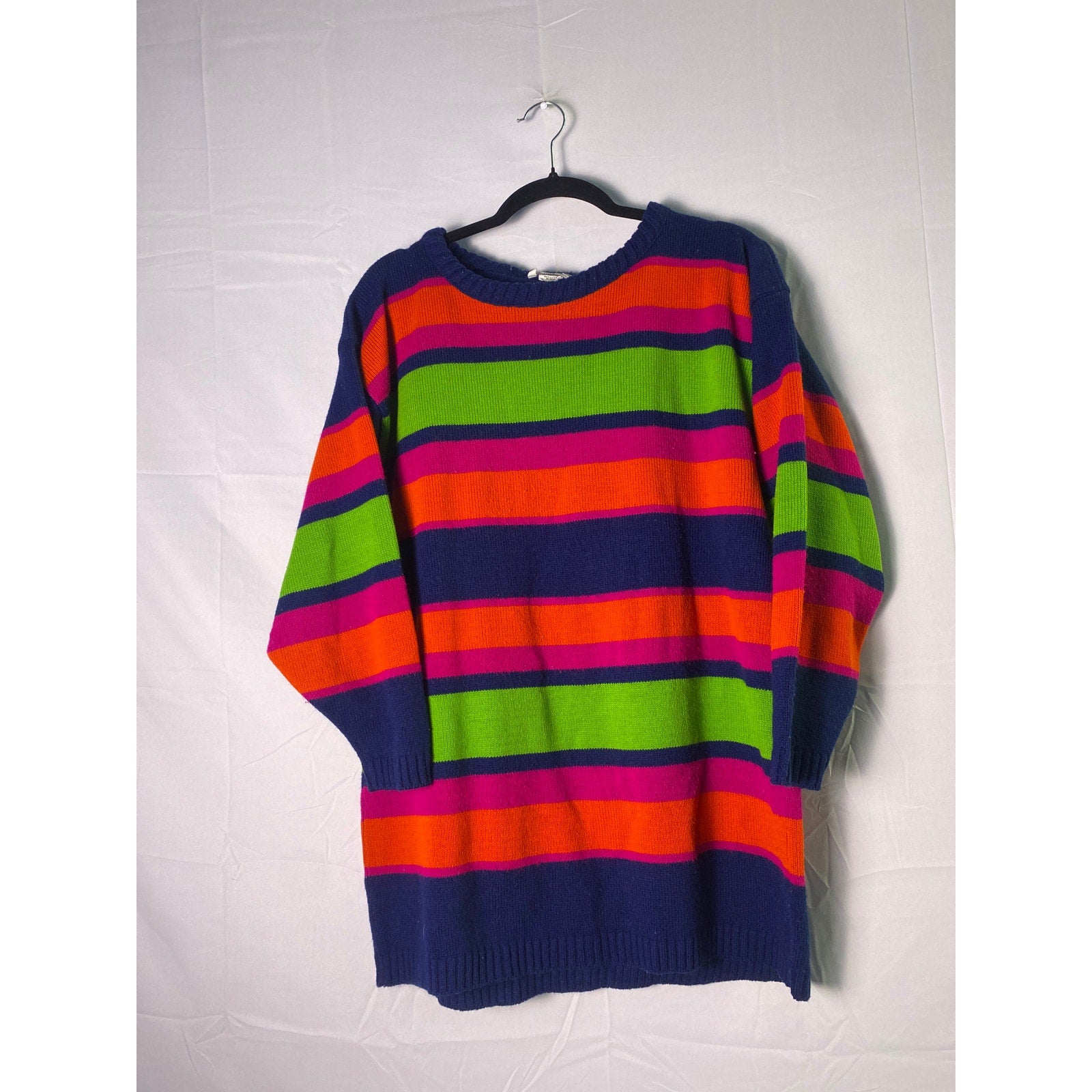 Vintage 80s Arielle Multicolor Striped Crew Neck Pullover Sweater Women's L/XL