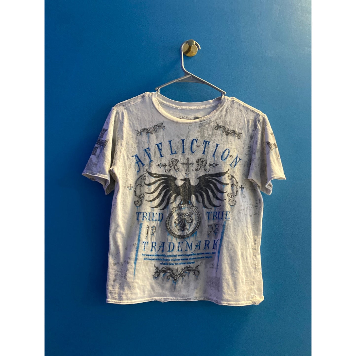 Vintage Y2K Affliction Tried True Trademark White T-Shirt Women's Size Small