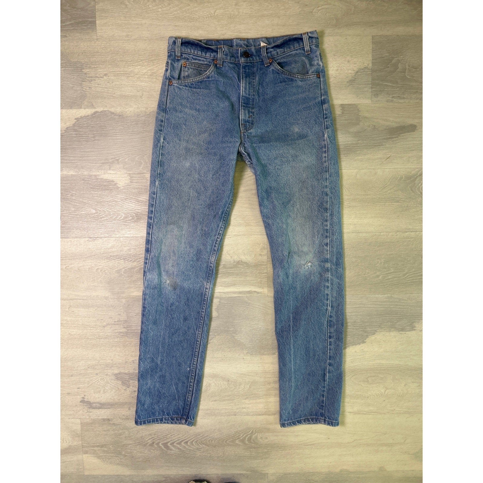 Vintage 80's Levi's Orange Tab Blue Denim Straight Leg Medium Wash jeans 33/33