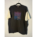 Vintage 90s Harley Davidson Two Tone Shirt Black White CHROME. SATURDAYS Print Patriotic Graphic Print Size Large