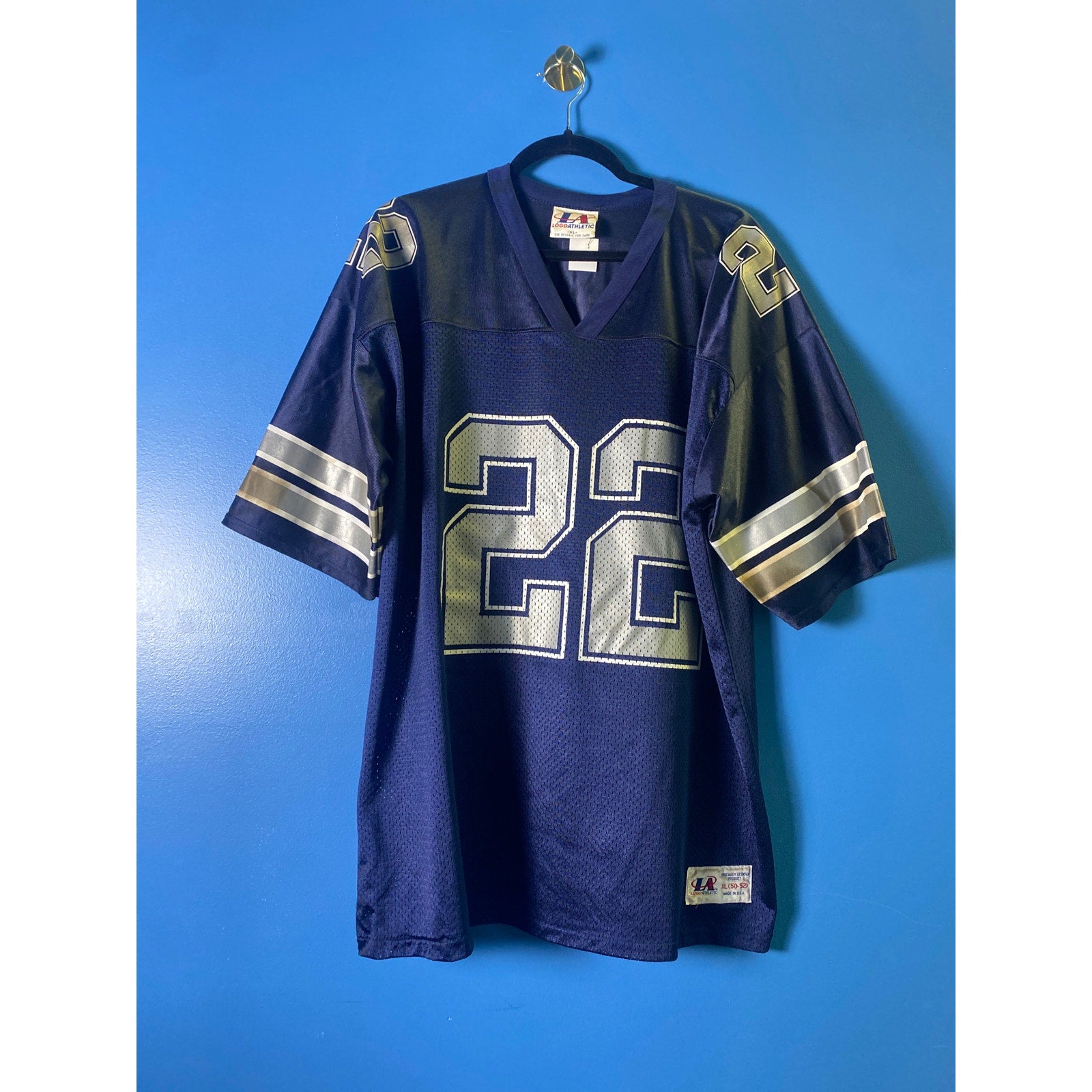Vintage 90s Logo Athletic NFL  #22 Emmitt Smith Dallas Cowboys V-neck Jersey XL