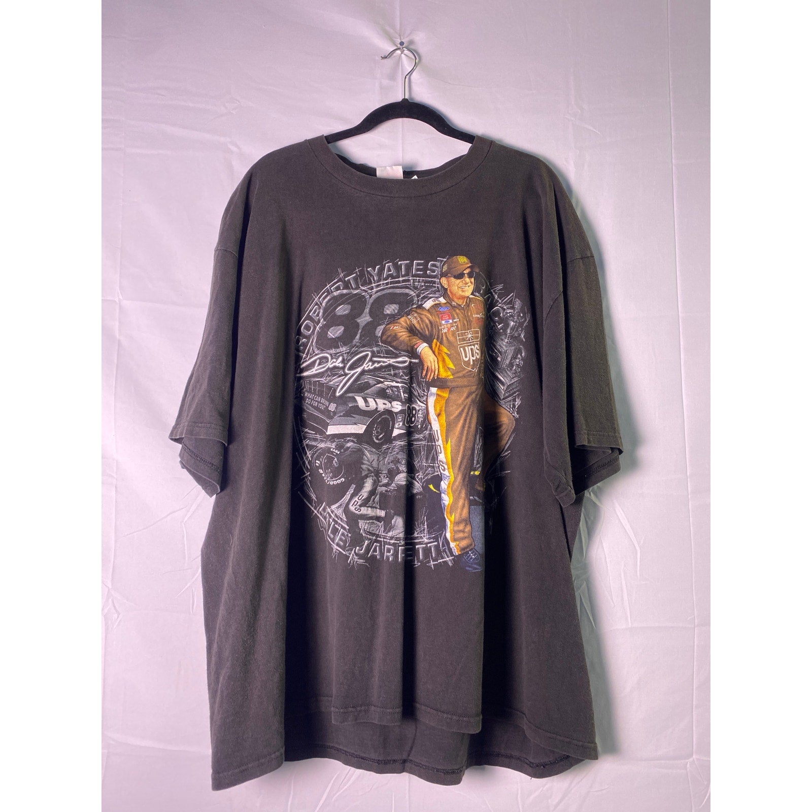 Vintage 2003 Dale Jarrett Chase Authentics UPS NASCAR Full Print Shirt Mens 2XL