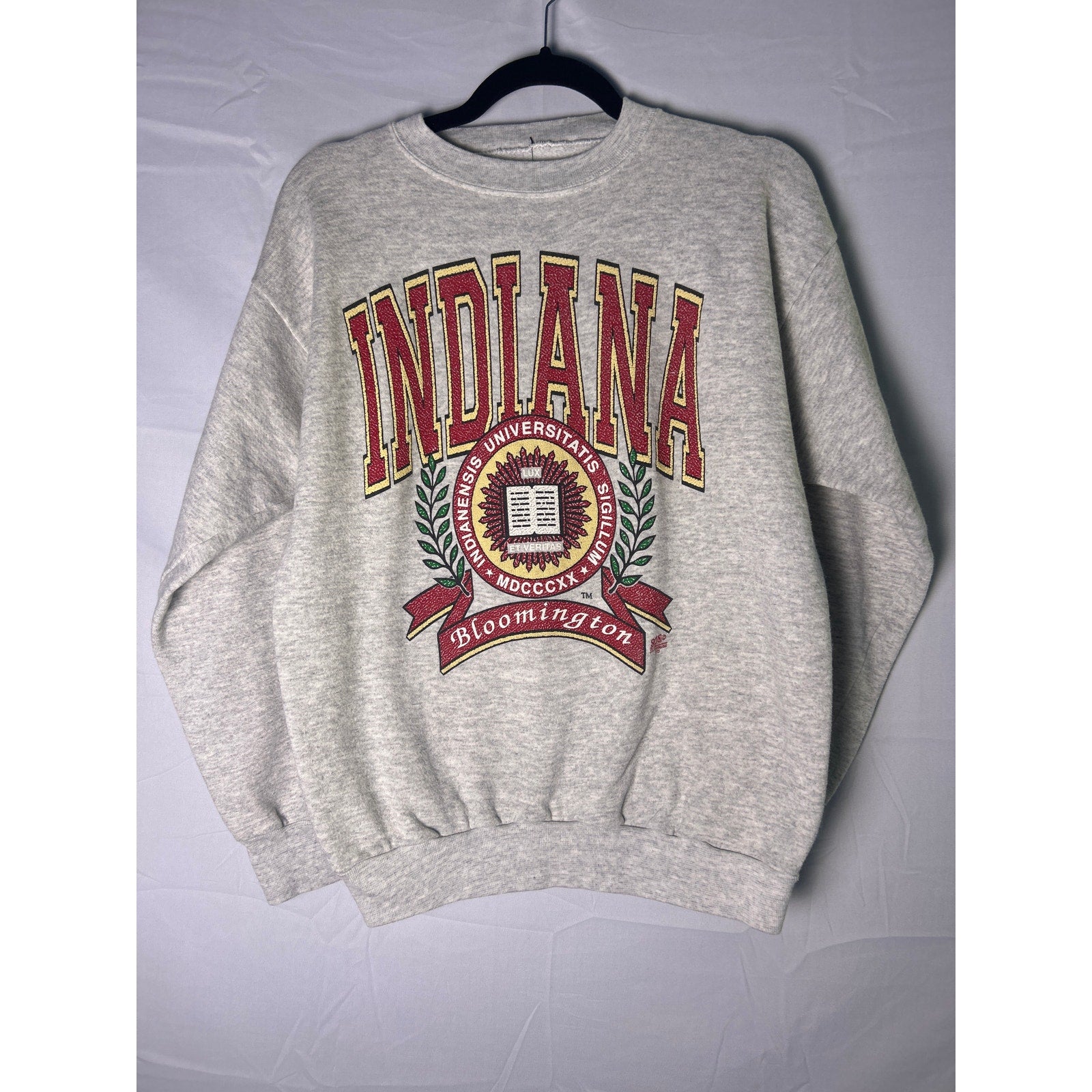Vintage Indiana University Print Gray Crewneck Pullover Sweatshirt Women's Large