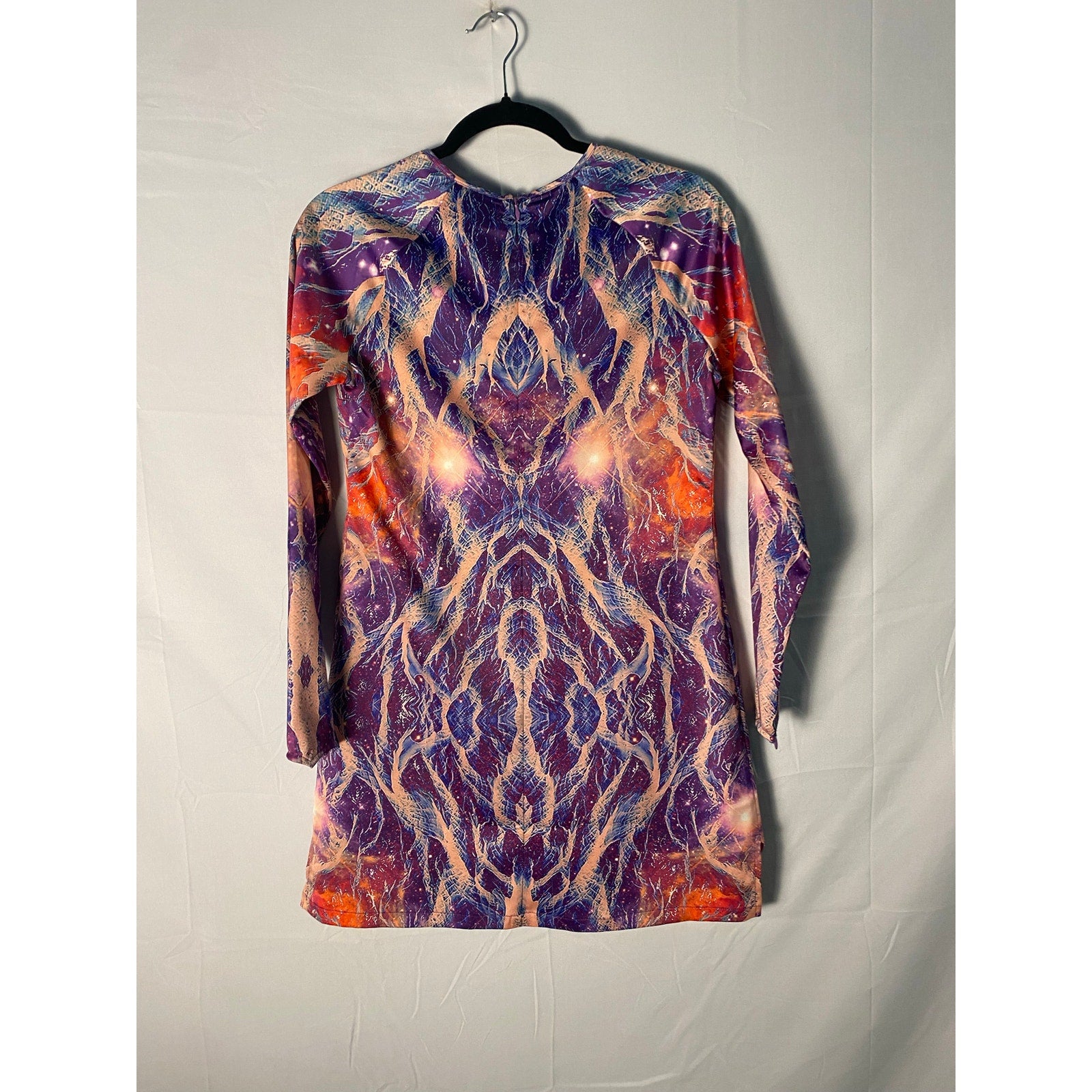 Liberated Heart Air Satin Mini Dress Long Sleeve Multicolor Women's Size S/M