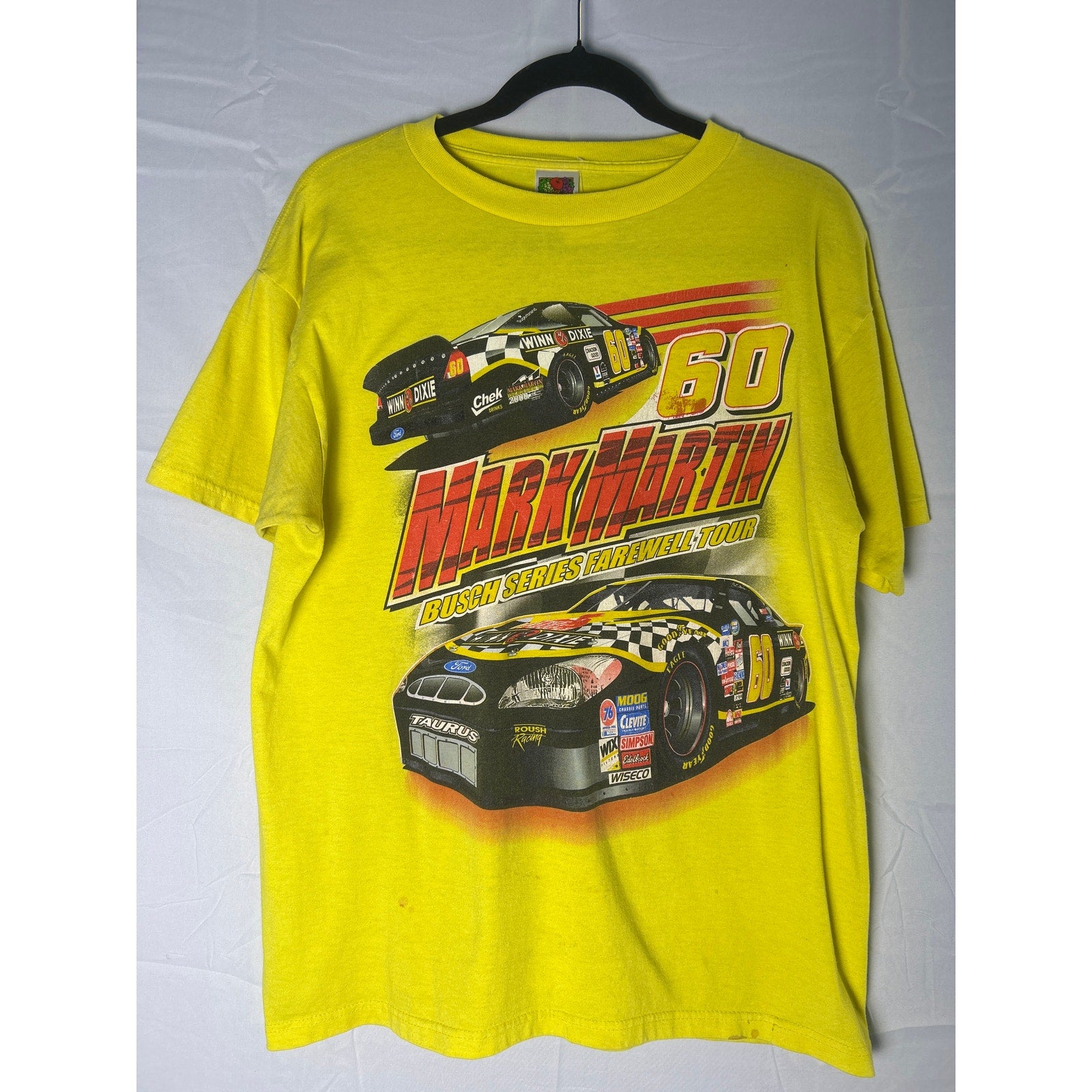 2000 Vintage Fruit of the Loom Mark Martin Nascar Farewell Tour Shirt Size Large