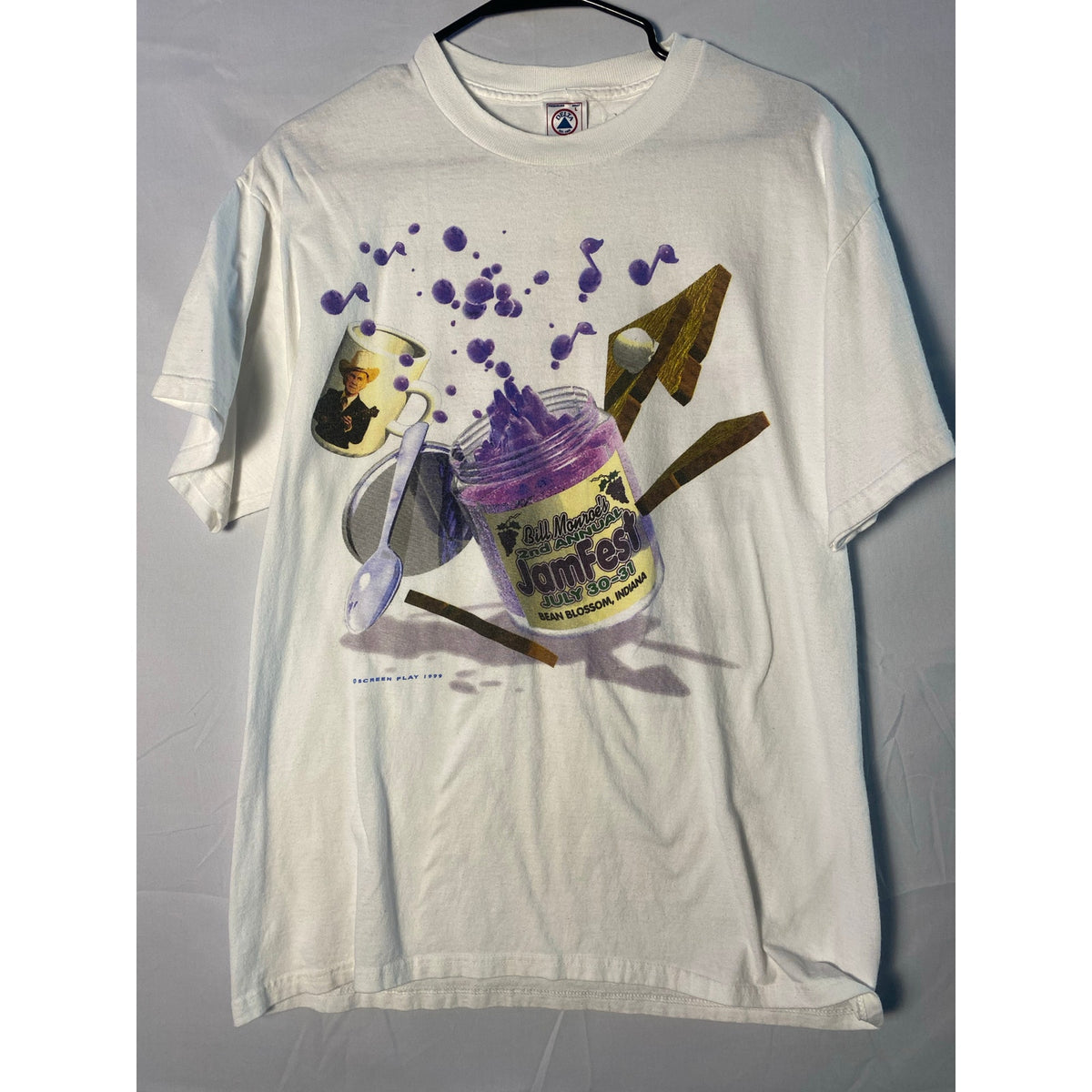 Vintage 90’s Bill Monroe JAMFEST Bean Blossom Jam July 30-31 Bluegrass T-Shirt Size Large
