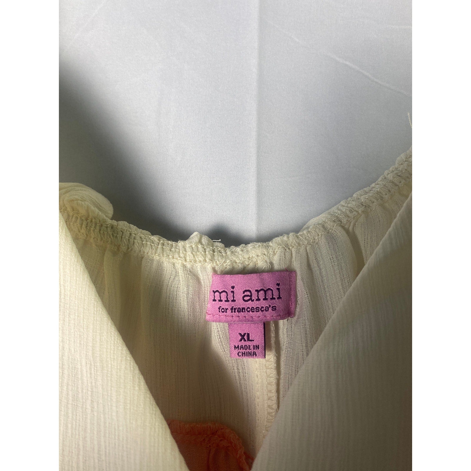 Miami Francesca's Pink White Tiered Ruffle Cami Top Women's Size XL