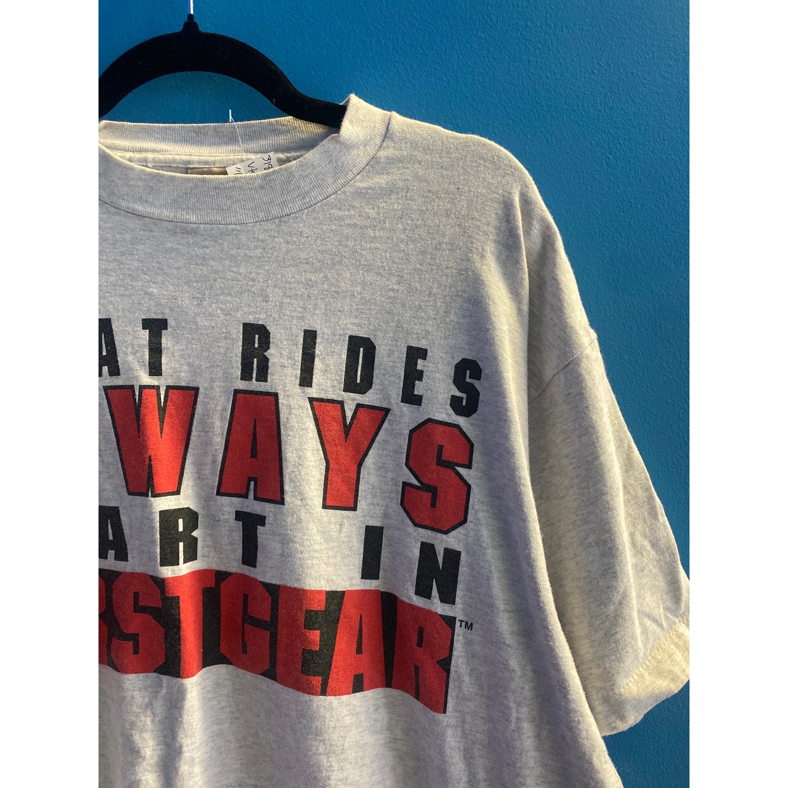 Vintage 90s Fender Great Rides ALWAYS Starting First Gear Print White Shirt XL