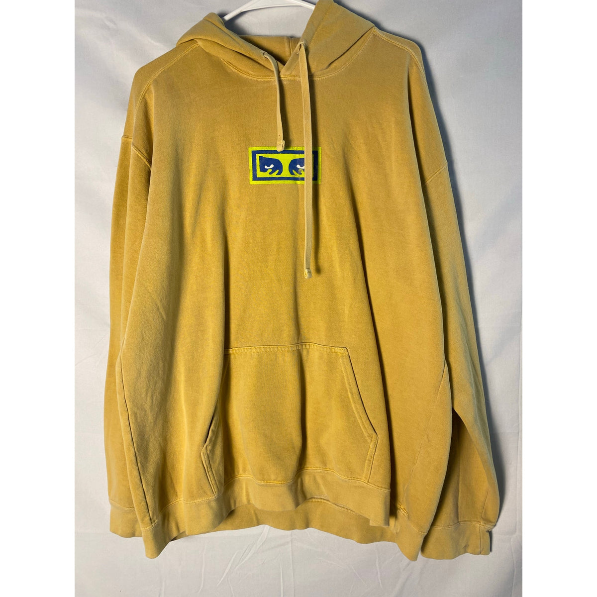 Weathered Yellow OBEY Brand Graphic Hoodie