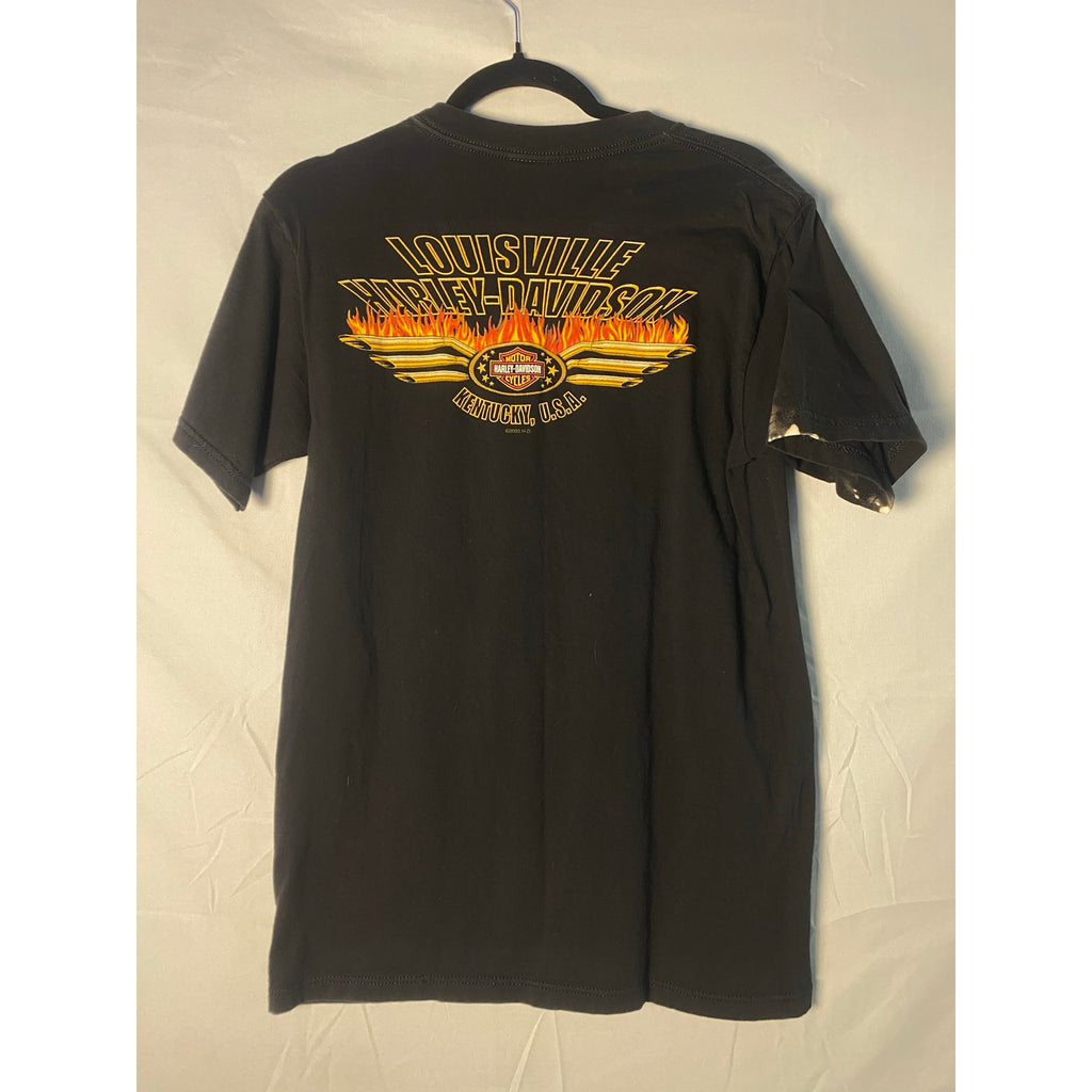 Harley Davidson Eagle Louisville, Kentucky USA Black Graphic Shirt Size M/L?