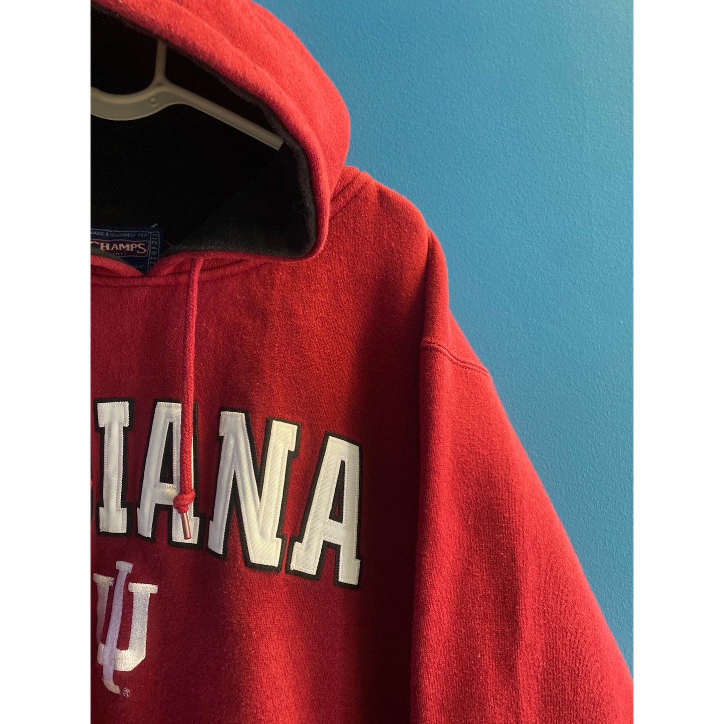 Y2K Champs IU INDIANA University Embroidered Pullover Hoodie Sweatshirt Mens 2XL