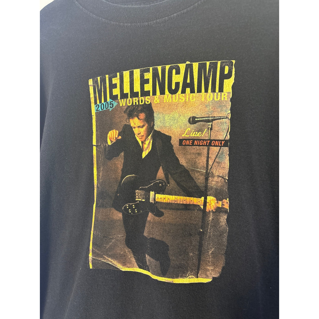 2005 John Mellencamp Words and Music Tour Tee Graphic Print Black Shirt Large