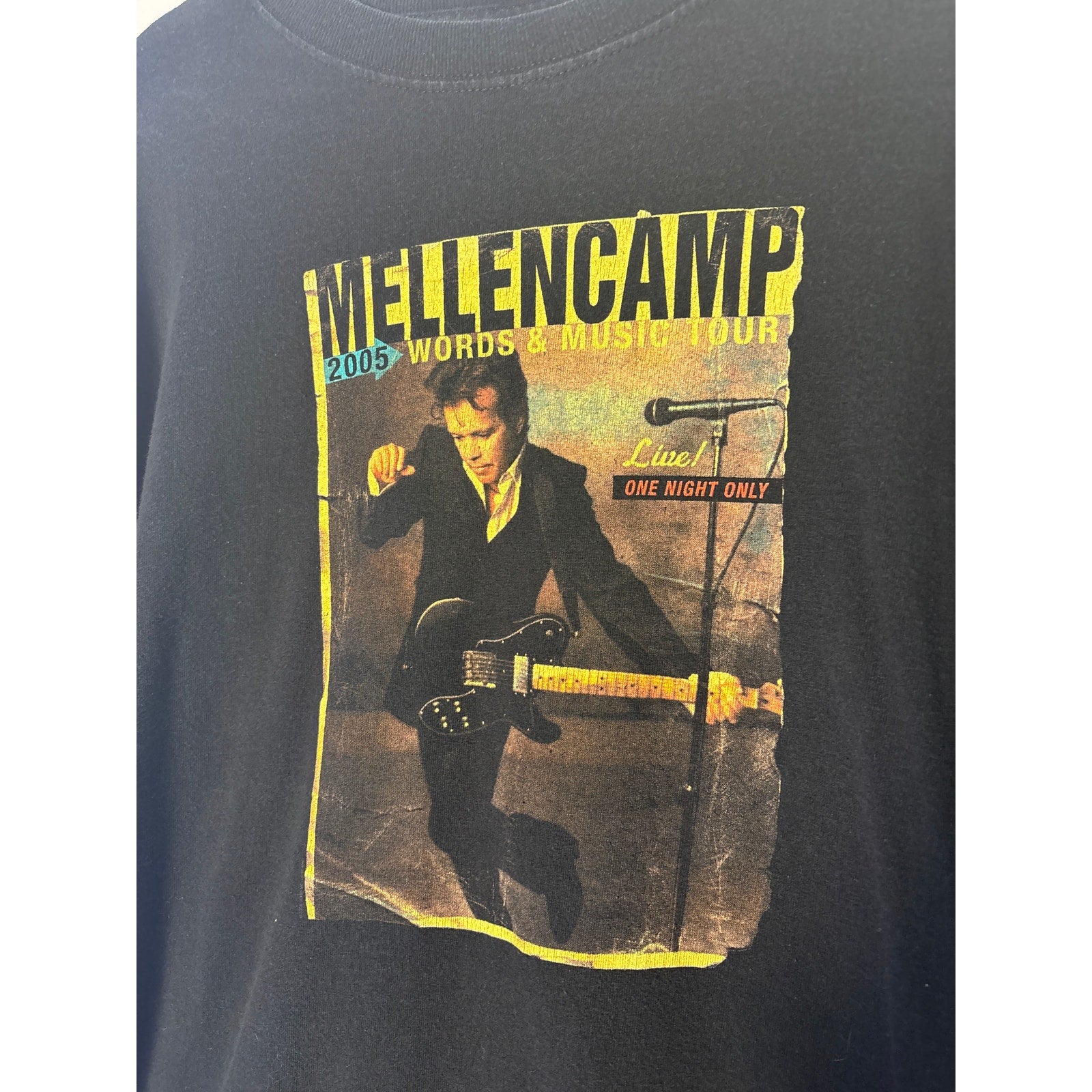 2005 John Mellencamp Words and Music Tour Tee Graphic Print Black Shirt Large