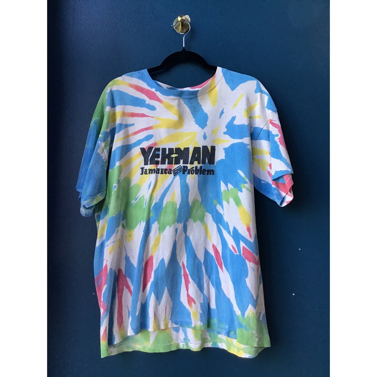 VTG YEHMAN Jamaica No Problem Multicolor Tie Dye Shirt Men's Size Medium-Large