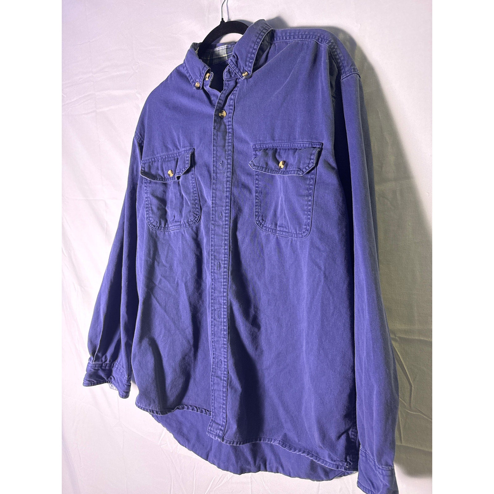 North Axis Dark Blue Button Down Long Sleeve Shirt Chest Pockets Mens Size Large