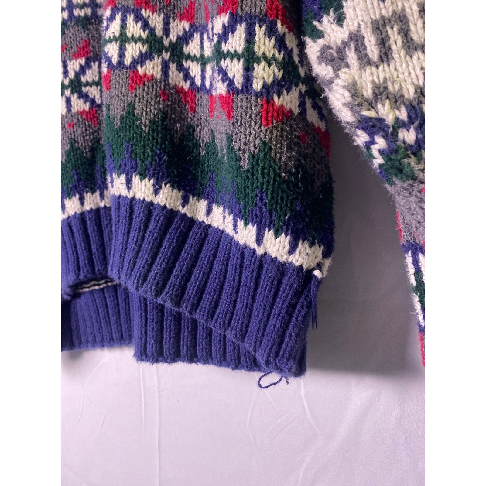 Thornton Bay 100% Cotton Chunky Knit Multicolor Fair Isle Pattern Sweater Large