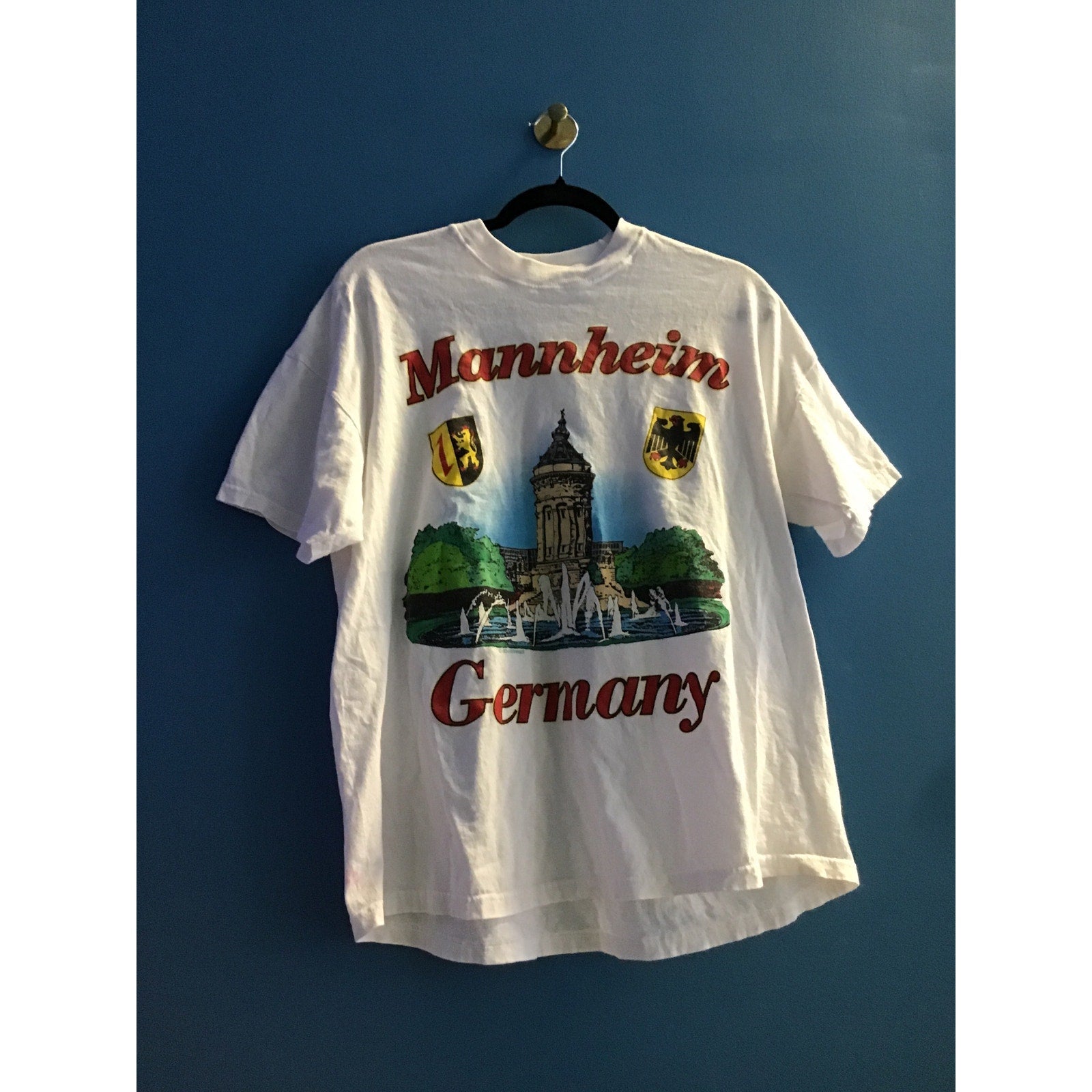 Vintage Manheim, Germany Castle Destination Printed Shirt White Adult Medium