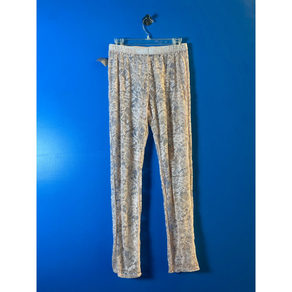 SMC Dolls Kill Pink Floral Lace Skinny Pull On Leggings Pants Women's Size XL