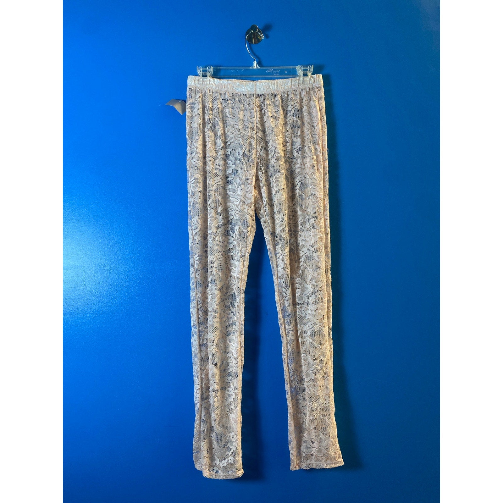 SMC Dolls Kill Pink Floral Lace Skinny Pull On Leggings Pants Women's Size XL