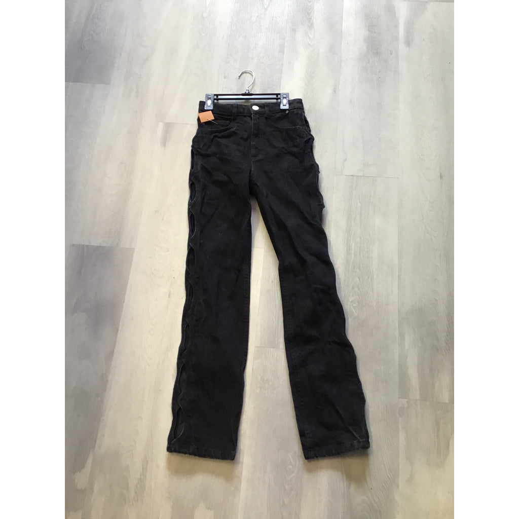 Zara Black Denim Cut Out Slim Fit Jeans Dark Wash 5-Pockets Women's Size 0