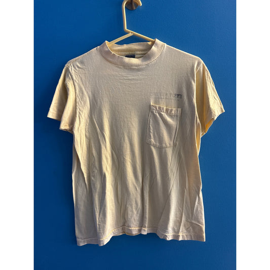 Critter Fleet Daytona Beach, Florida USA Yellow Pocket Tee  Shirt Men's Small
