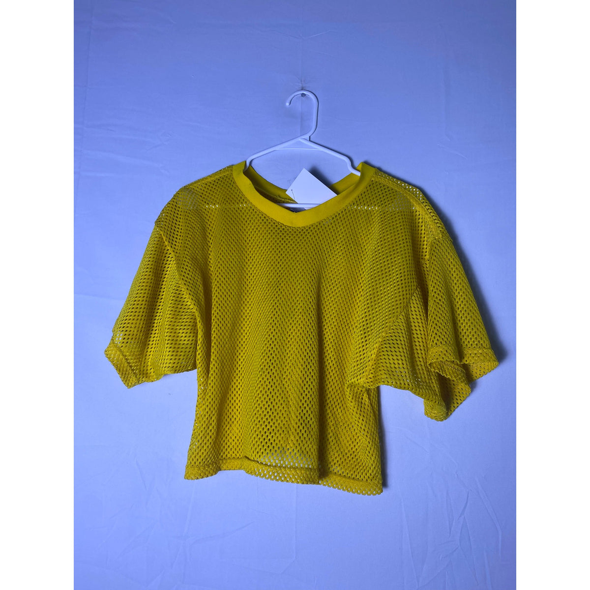 Reebok Cropped Yellow Mesh Jersey Oversized Style Women's Size M/L