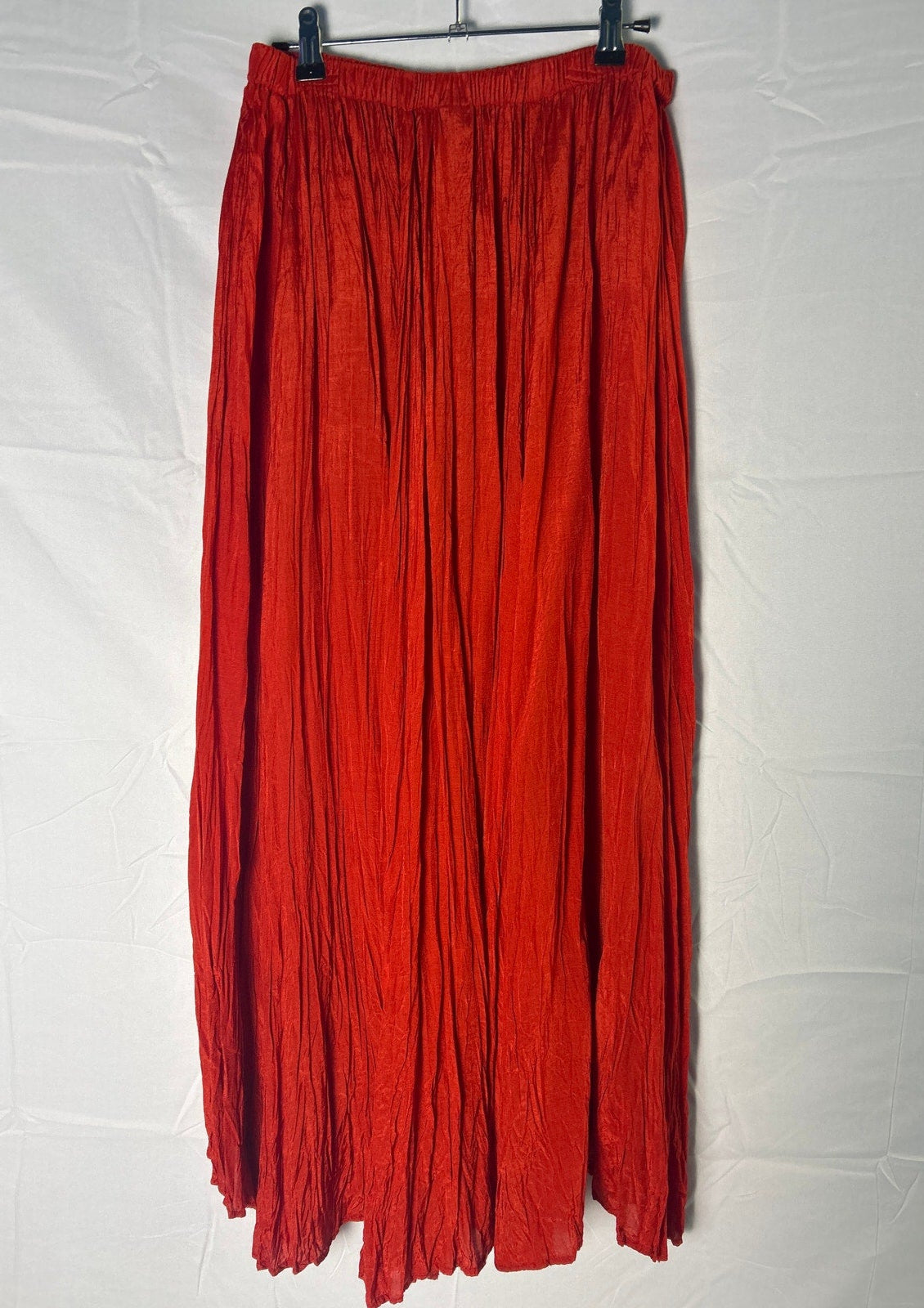 Vintage Nash Red Maxi Skirt Pleated Pull On Women's Size Small