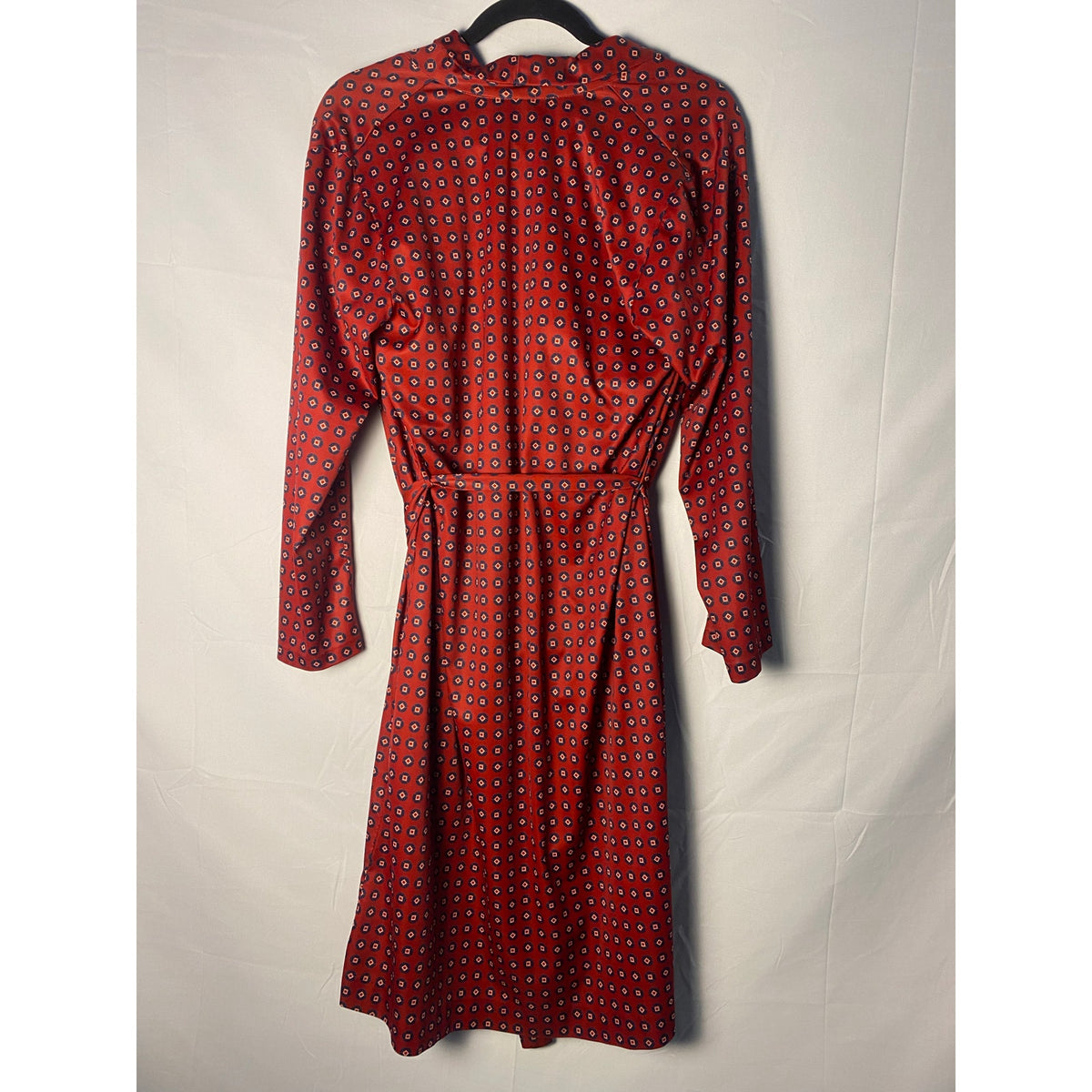 Vintage 70s-80s Travel-Lite Printed Red Patterned Wrap Sleep Robe Womens Large