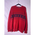 Vintage 90s Nautica Red Chunky Cotton Christmas Snowflakes Sweater Mens Large