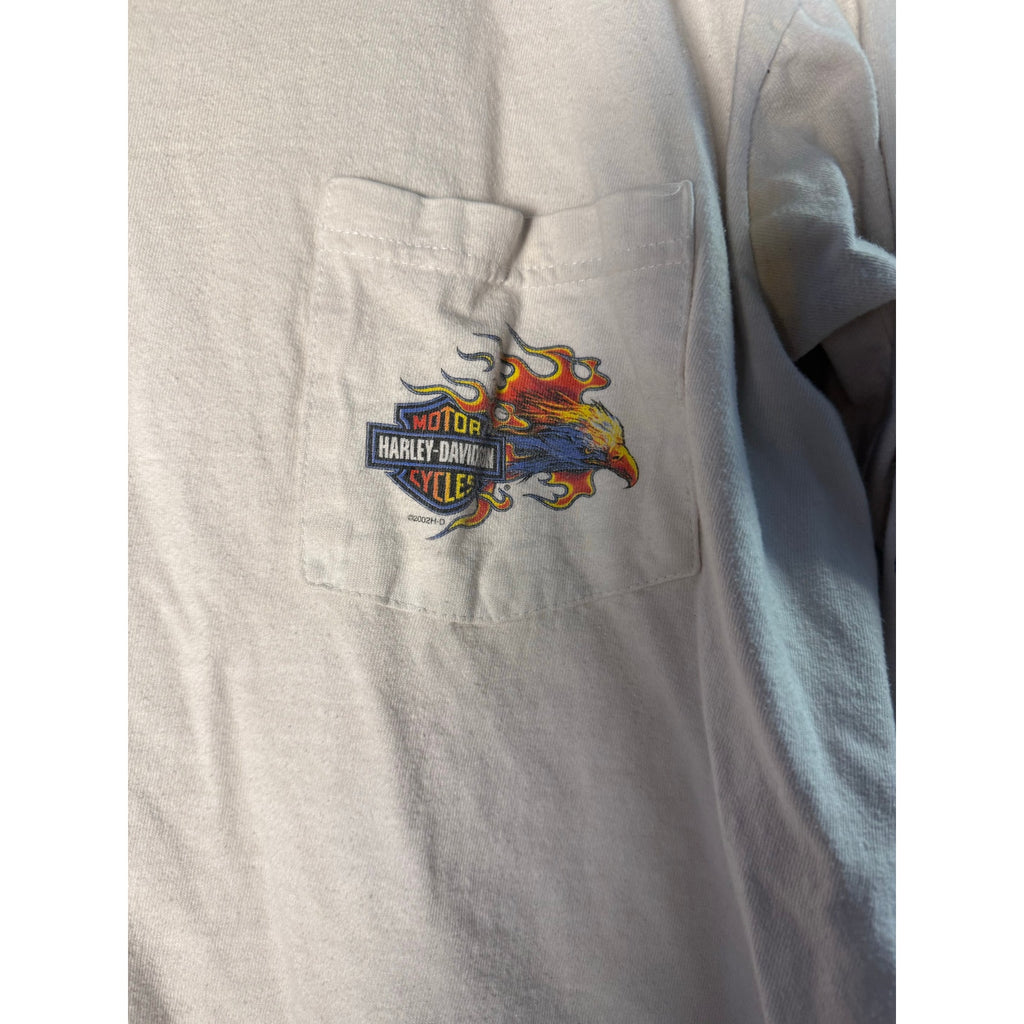 Harley Davidson Indianapolis,IN Flames Graphic Print White Long Sleeve Shirt