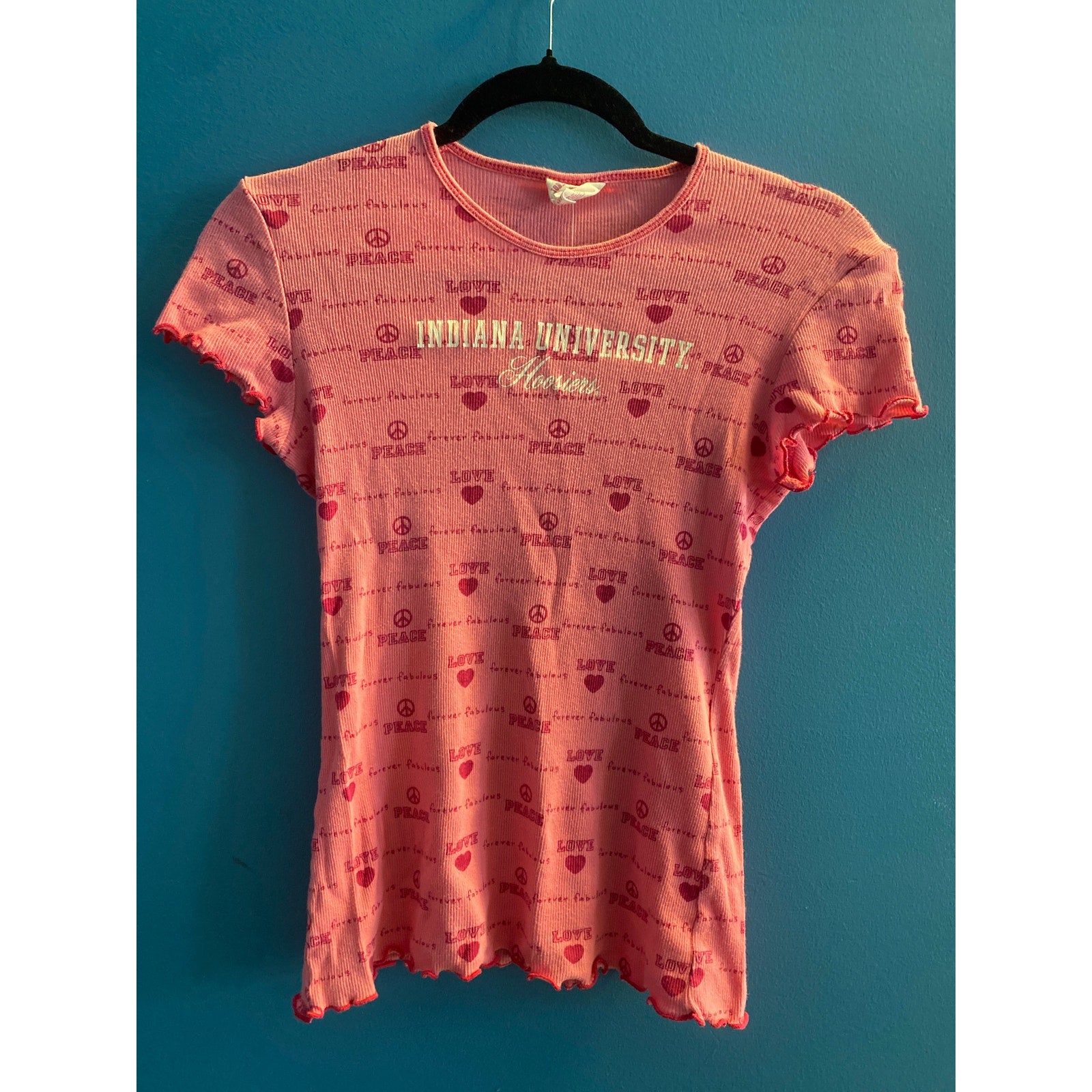 Indiana University IU Love Peace Forever Fabulous Thermal Shirt Womens Medium