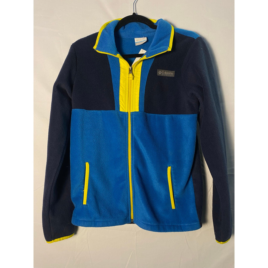 Columbia Navy Blue Yellow Colorblock Fleece Full Zip Jacket Men's Size Small