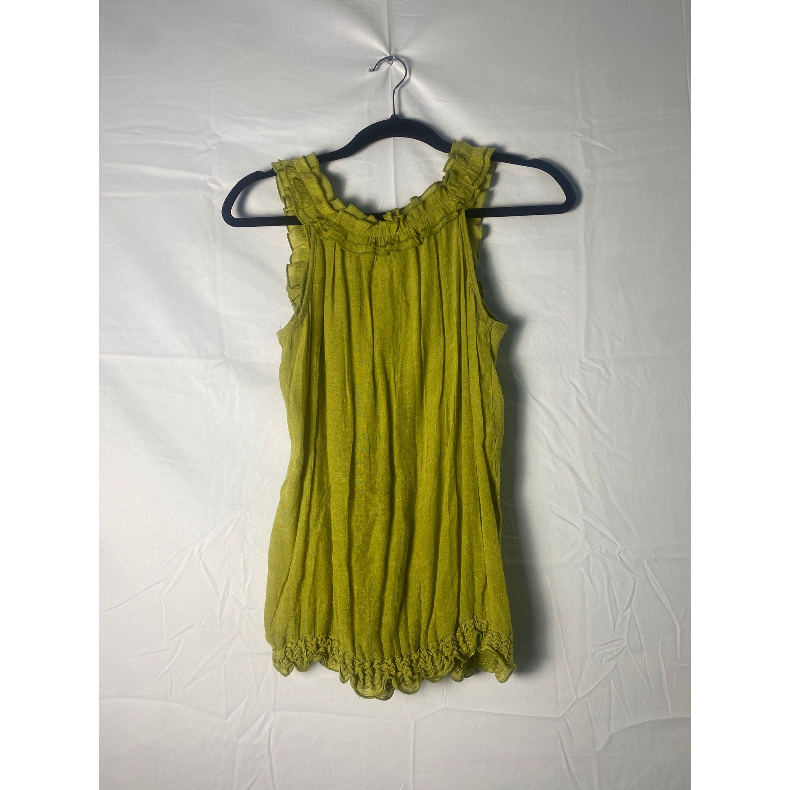 Y2K Millenium Green Rosette Ruffle Tank Top Women's Size Small