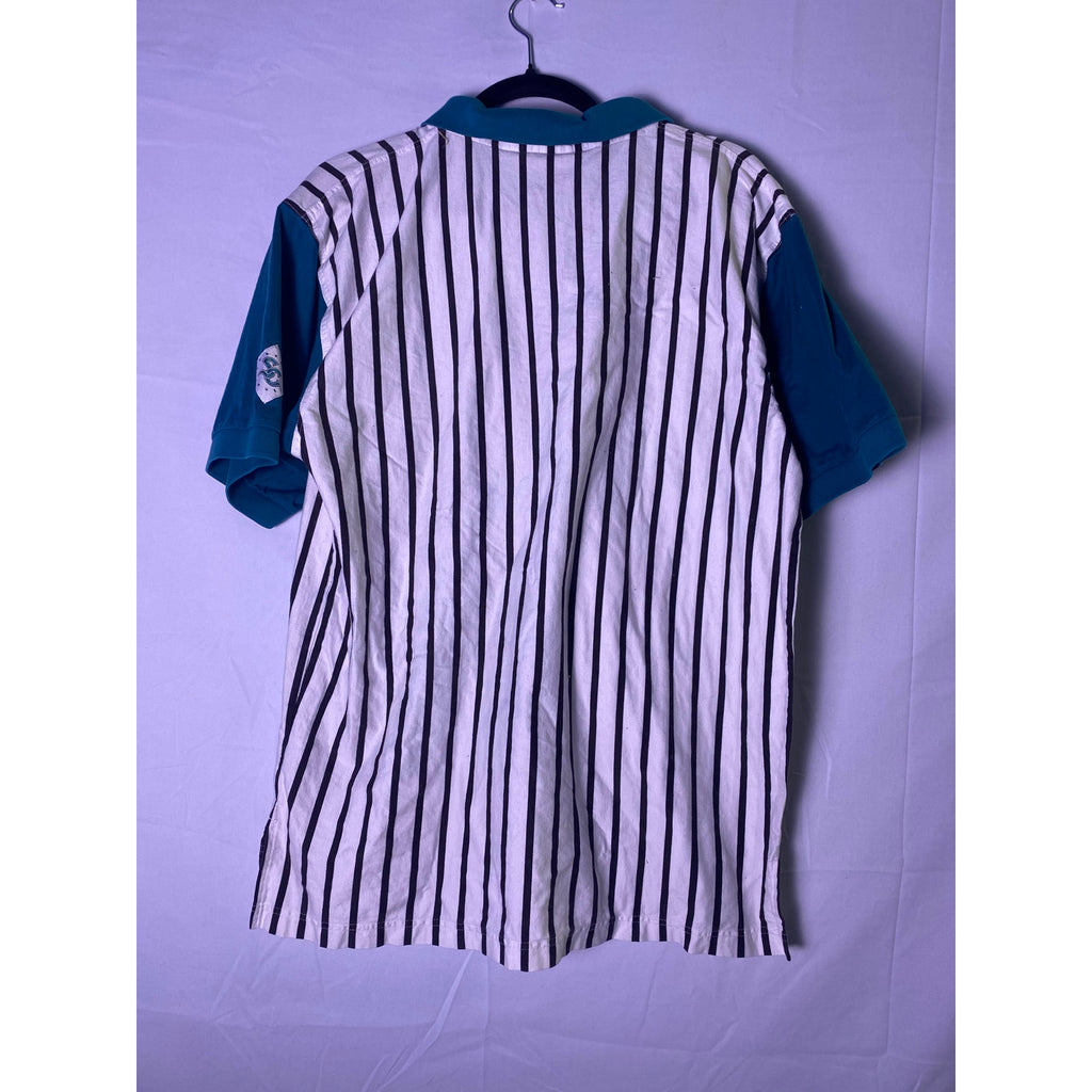 Vintage 90s Nike Supreme Court Button Up Tennis Shirt White Green Striped XL