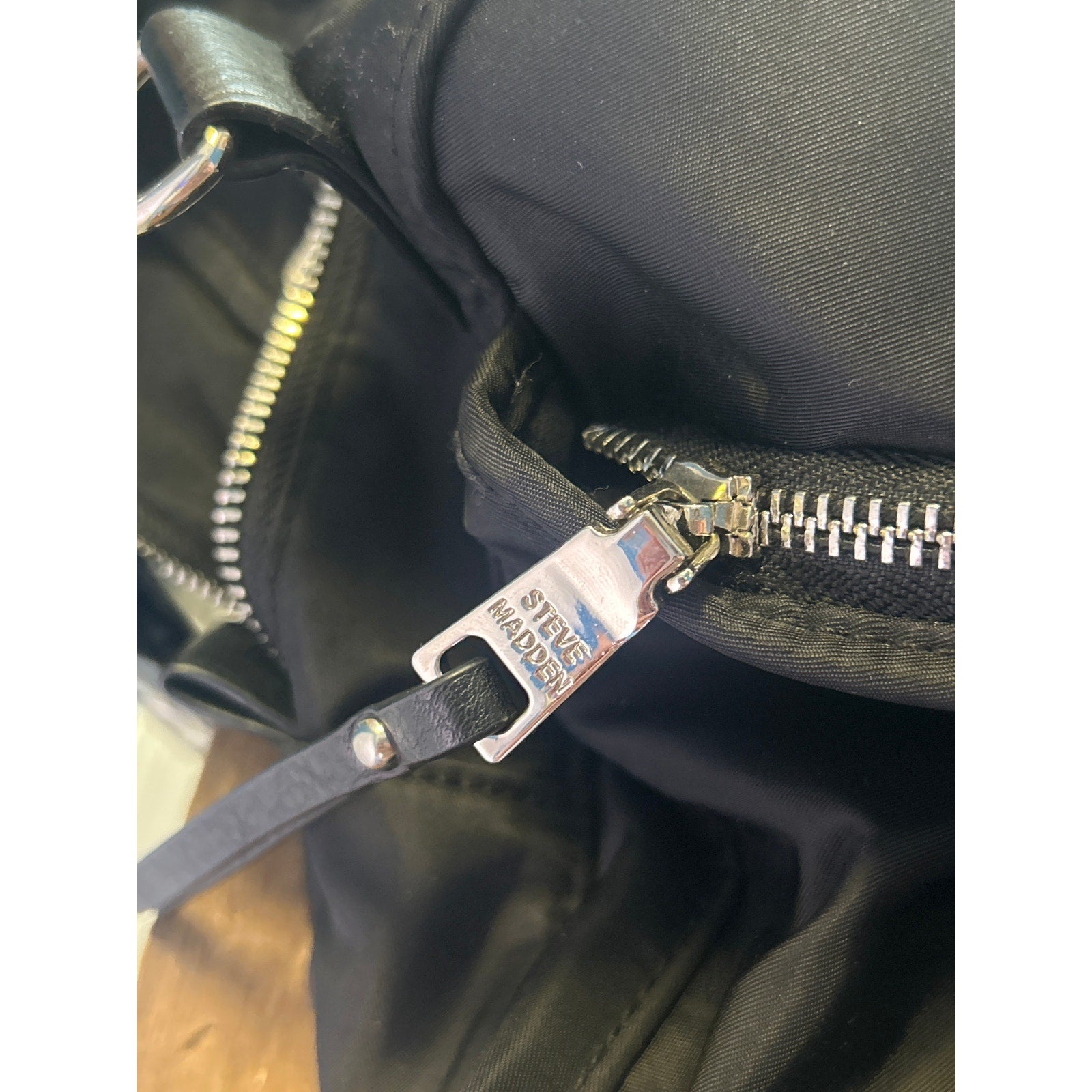 Steve Madden Black Studded Strap Shoulder Bag Multi Pockets