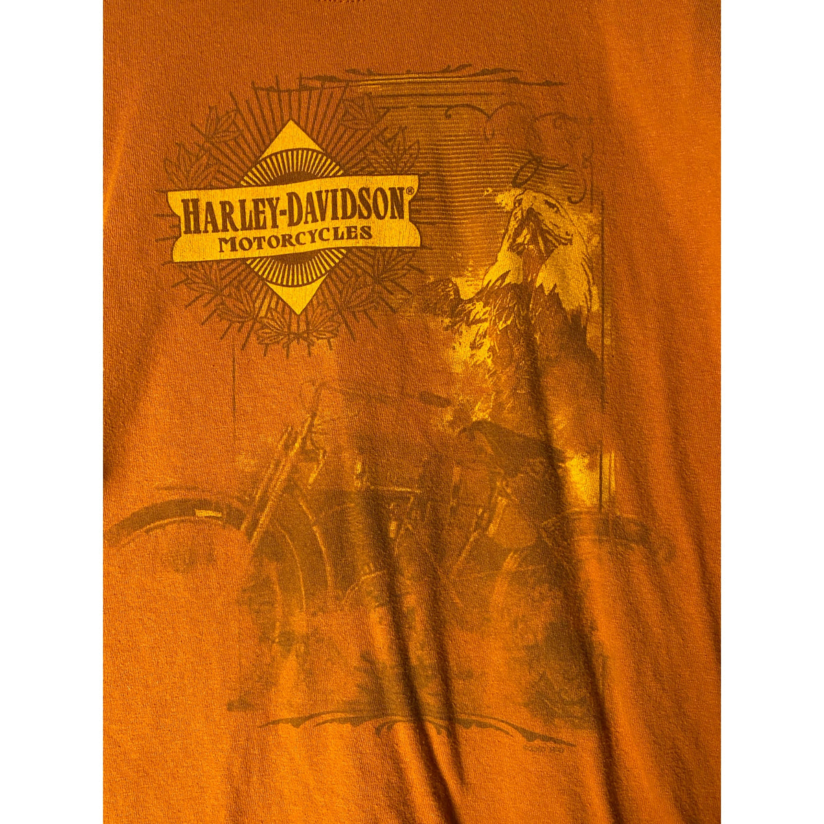 Harley Davidson Motorcycles STUBBS H-D Houston, TX Orange Shirt Men's Size Large