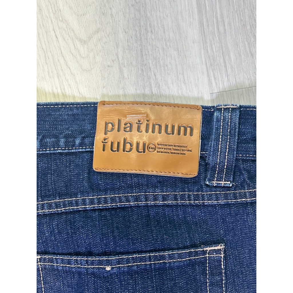 Platinum Fubu Blue Denim Straight Leg Jeans Dark Wash Men's Size 38/34